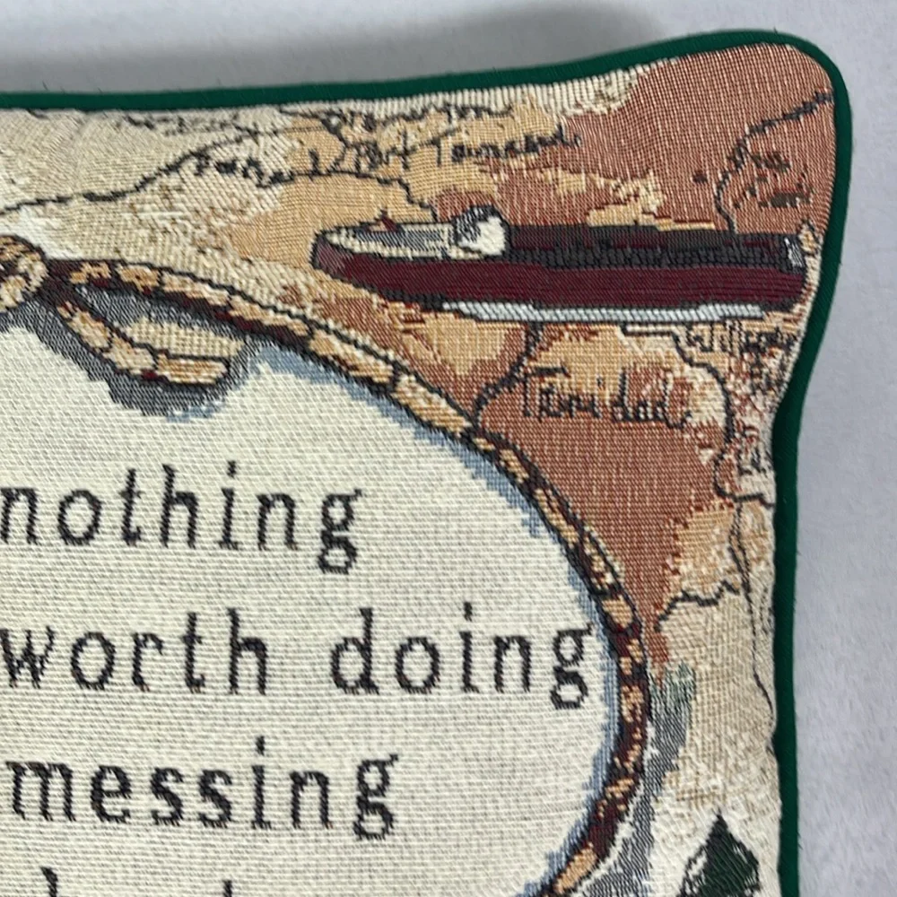 Vintage Wind in the Willows Quote Tapestry Pillow by Riverdale